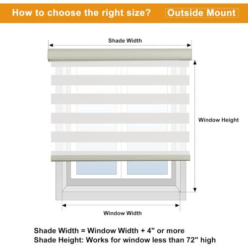 Persilux Cordless Zebra Blinds for Windows Free-Stop Roller Windows Shades (24 W X 72 H, Cream) Dual Layer Light Control for Day and Night, Light Filtering Sheer Shades for Home, Bedroom,