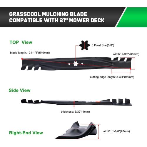 942-04308-X 942-04308 Mulching Blades for Troy Bilt Pony Bronco Cub Cadet 42 inch Deck Riding Tractor Zero Turn Mower XT1 ZT1 42 Lawn Mower Replace 942-0616 742-0616 942-04126 (6 Point Star)