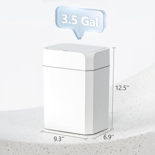 ELPHECO Bathroom Trash Can with Lid 3.5 Gallon Motion Sensor Slim Garbage Can Bathroom Decor Waterproof Smart Small Trash Bin for Kitchen, Office, Bedroom, Living Room, Toilet (White)