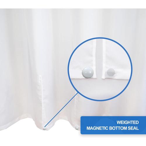 YISURE Split Shower Curtain for Transfer Bench, No Hooks Needed Fabric Shower Curtain with Two 11x11.8-Separated-Away Slits at Bottom, Water Resistant White 80x74 inches
