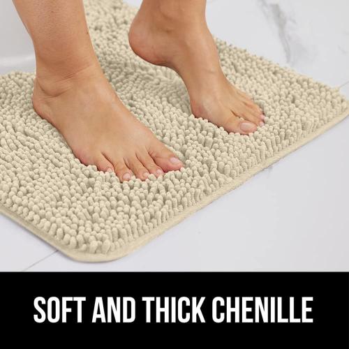 GORILLA GRIP Bath Rug Mat, Thick Soft Absorbent Chenille, Quick Dry Microfiber Mats, Rubber Backing Washable Shower Floor Rugs, US Designed Bathroom Bathmat Home Decor Accessories, 24x17, Sand
