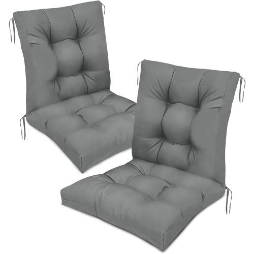 Outdoor Wicker Chair Cushions Set of 2 Solid Fluffy Patio Chair Cushion High Back Waterproof Patio Rocking Chair Replacement Pads for Outdoor Furniture Dark Grey 41.7*20.8*3.9