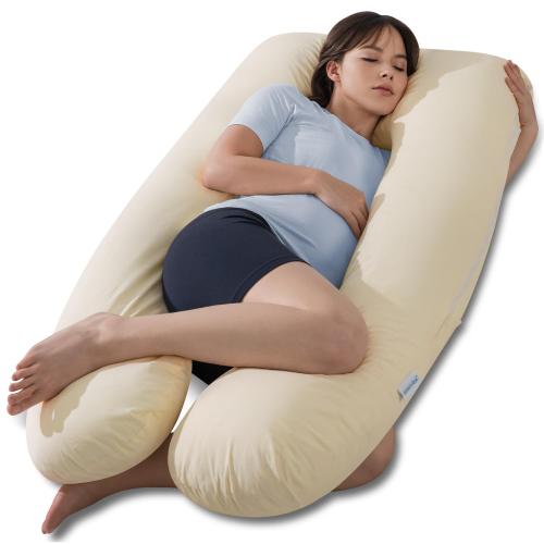 Yellow QUEEN ROSE Pregnancy Pillows, Soft Cotton U Shaped Body Pillow for Sleeping, Maternity Pillow for Pregnant Women, Sunlight Yellow