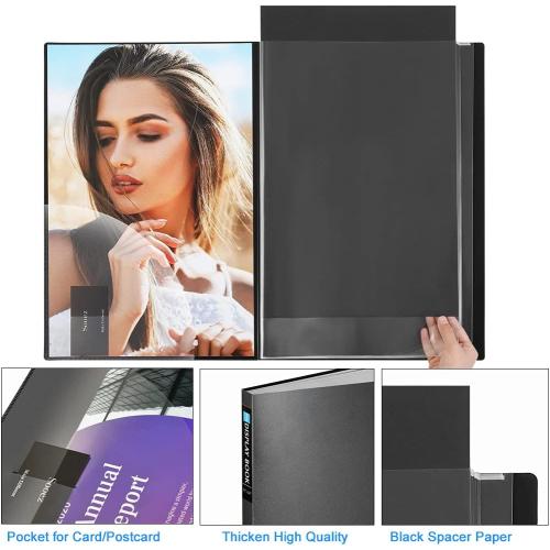 Black Sooez Heavy Duty Binder with Plastic Sleeves 18x24, Portfolio Folder with 30 Clear Sheet Protectors, Display 60 Pages, Presentation Book for Artwork, Sheet Music, Document