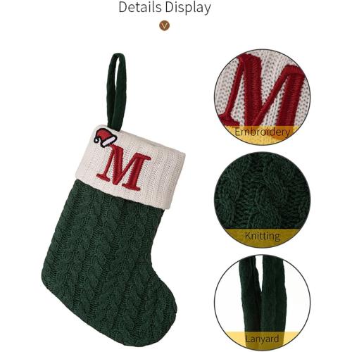7 inch Mini Cute Knit Monogram Embroidered Christmas Stocking Personalized Initial Christmas Stocking Family Holiday Xmas Party Decor Christmas Decorations