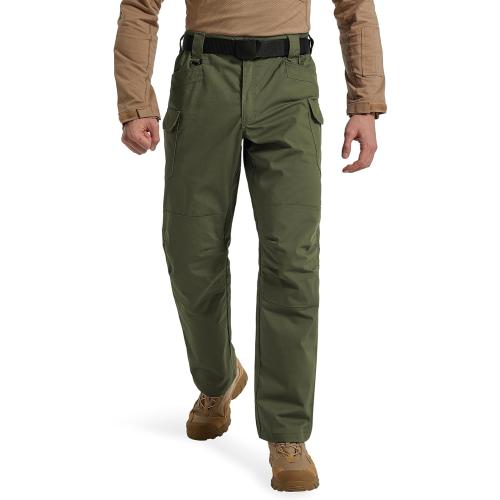 Men's Stretch Tactical Pants Water Resistant Ripstop Cargo Pants Lightweight Outdoor EDC Hiking Work Pants (Army Green, 32WX32L)