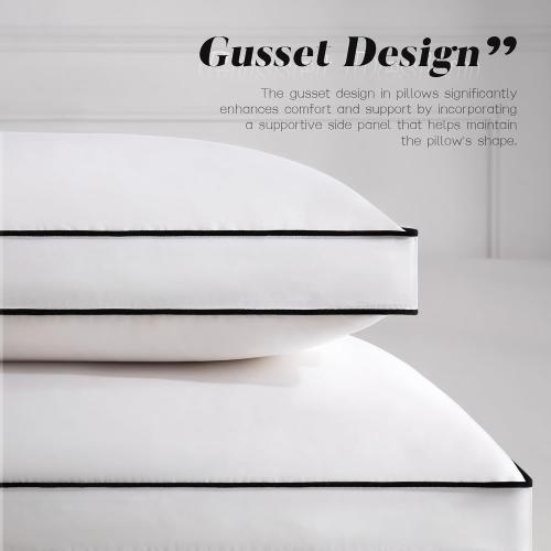 DOWNSTORIA Feather Down Pillows King Size Set of 2 with Gusset, Luxury Hotel Collection Bed Pillow 2 Pack, Down Surrounded Pillows for Sleeping, Soft for Side, Back Sleepers 20x36 in.