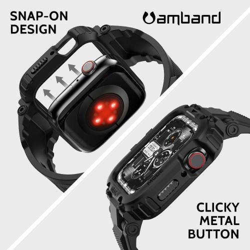 amBand M1 Sport Case Band for Apple Watch Ultra 3/2/1 & SE 3/2/1 & Series 11 10 9 8 7 6 5 4 3 49mm 46mm 45mm 44mm 42mm 41mm 40mm 38mm, Shockproof & Scratch Resistant Rugged Bumper for Men