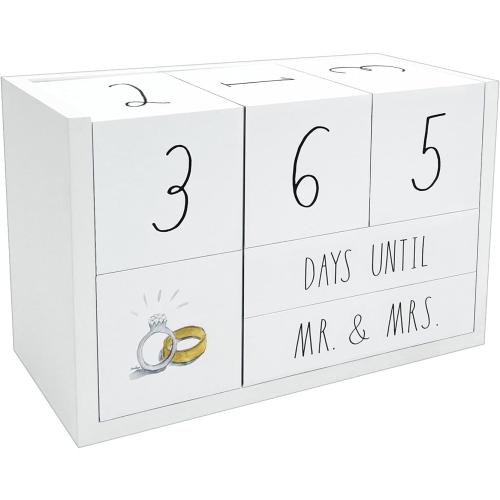 Rae Dunn Countdown Calendar - 9 Piece Wedding Countdown Block Set for Recently Engaged Women and Men - Engagement Gift for Couples, Bride to Be Gifts for Her - Count Down Birthday, Anniversary
