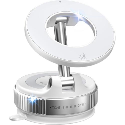 CloudValley Magnetic Car Phone Mount, [Compatible with MagSafe] 360° Adjustable Foldable Holder for Dashboard, 80LBS Suction & 2800gf Magnet, Car Accessories for iPhone 16 Pro Max 15 14, White