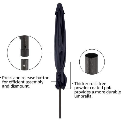 medium Rectangular Patio Umbrella with Base, Outdoor Table Market Tilt Umbrella with Stand