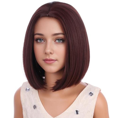 Kids Brown Bob Wig Child Short Straight Bob Wig for Girls Brown Cosplay Party Daily Wear Heat Resistant Synthetic Wigs