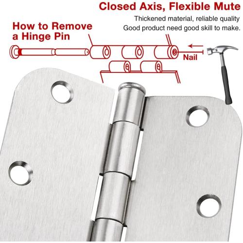 Interior Door Hinges Brushed Nickel 3 Pack Rounded Bedroom Door Hinge Satin Nickel 3.5 x 3.5 inch,5/8 Radius 3 ½x 3 ½ Silver 3 1/2 Inch Door Hinges for RV Trailer Residential Hinges for Wood,Doors
