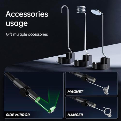 Dual Lens Endoscope Camera with 8 LED Lights, Inspection Borescope Camera with 4.3 IPS 1080P HD Screen, 16.4FT Semi-Rigid Cord Cable Bore Scope, IP67 Waterproof for Sewer Car Wall Plumbing HVAC