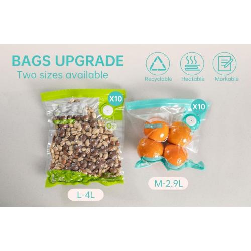 Vacuum Sealer Bags for Food, 20 PCS Reusable Sous Vide Bags BPA Free, Vacuum Zipper Bag with Universal Air Valve,2 Sizes Food Storage Bag for Meal Prep.