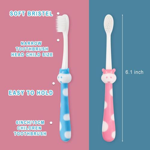 Bundle of Toddler Toothbrush Kids Manual Toothbrush 2color Bundle Toothbrushes Kids 2color Toothbrush for Age 2  Children Toothbrush Set Boys Girls Toothbrush with Suction Cup