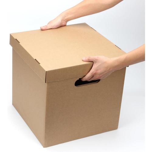10 Pcs Cardboard Vinyl Record Storage Box Vinyl ​Record Crate | Stackable Moving Box with Handles and Lids, Sturdy Cardboard Crate for Storing Vinyl Album Document File Folder Organizer