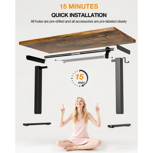 Acrolix Electric Standing Desk, Height Adjustable Home Office Desk with Memory Presets & Cable Management,Rustic Brown Sit Stand Desk for Work from Home, Ergonomic Computer Desk (48 x 24)