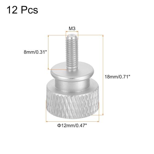 MECCANIXITY 12pcs M3x8mm Knurled Thumb Screw Computer Case Threaded Hand Tighten Screws Aluminum Alloy for PC Case, Cement White