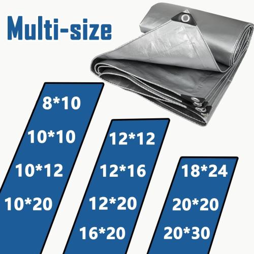 Lost Woods Premium Silver 12'x12' Heavy Duty Tarp, 12 Mil Silver Waterproof Tarps with Grommets, UV Resistant, Poly Tarpaulin with Reinforced Edges, Cover for Car, Roof, Camping