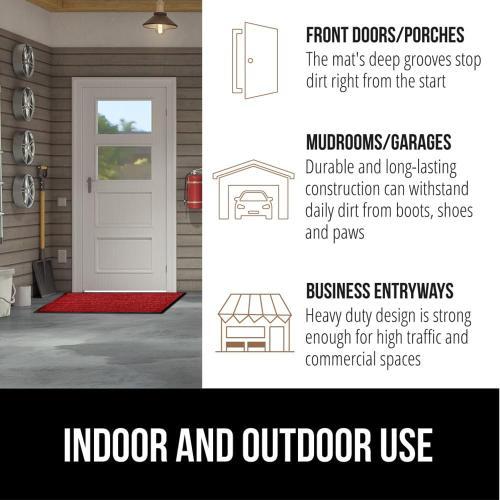 GORILLA GRIP Waterproof Traffic Guard Door Mat, 72x48, Heavy Duty Entryway Mats, Strong Backing Commercial Utility Rugs for Office Hallway, Garage Floor and Home, Low Profile Carpet Runner, Red