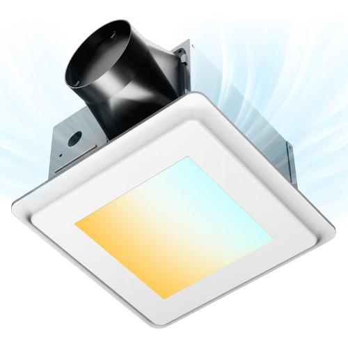 Amico Bathroom Exhaust Fan with Light, 110CFM, 1.0 Sones, 1000 LM, 5CCT, Ceiling Mount Shower Bathroom Fan, Adjustable Exhaust Vent with light, ETL & FCC Certified
