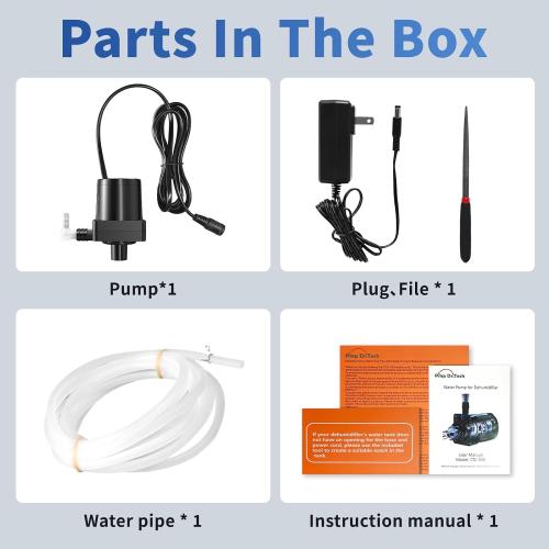 Upgraded Smart Automatic Small Water Pump for Dehumidifier, 15FT Drain Lift, Large Volume, Low Noise, Perfect for Basement Use, Compatible with Most Portable Dehumidifiers