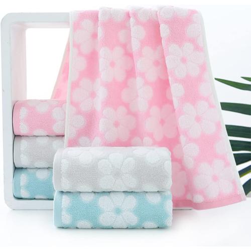 Pidada Hand Towels Set of 2 Floral Pattern 100% Cotton Soft Absorbent Decorative Towel for Bathroom (Pink)