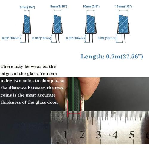 Frameless Glass Shower Door Sweep for 1/2 Glass, Bottom Seal with Drip Rail, 27.5 Long