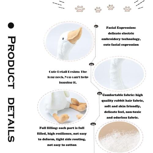 Size  19.7 Goose Stuffed Animal Plush Toy,White Swan Stuffed Animal Toy Gifts for Kids