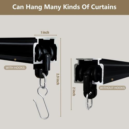 Ceiling Curtain Track, Curtain Track Ceiling Mount, Room Divider Curtain Rod or Wall with Rolling Hooks, Ceiling Shower Curtain Tracks Perfect for Privacy in Open Rooms (3-6ft, Black)