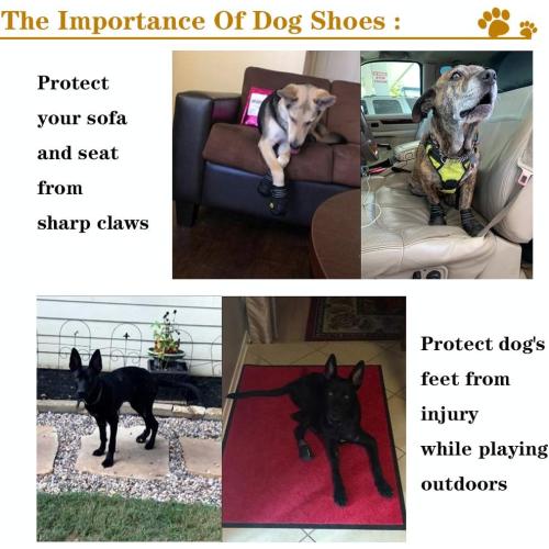 XSY&G Dog Boots,Waterproof Dog Shoes,Dog Booties with Reflective Rugged Anti-Slip Sole and Skid-Proof,Outdoor Dog Shoes for Medium to Large Dogs 4Pcs-Size4