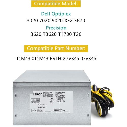 HU365EM-00 HK465-11PP 365W Power Supply Compatible with Dell Optiplex 3020 7020 9020 XE2 3670 Precision 3620 T3620 T1700 T20 7VK45 T1M43 DPS-365CB A RVTHD D365EM-00