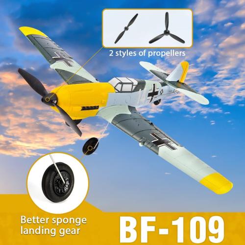 Remote Control Airplane BF109, 4 Channel RC Plane with 6-Axis Gyro, WW2 Warbird Aerobatic Park Flyer Gift for Adults & Kids
