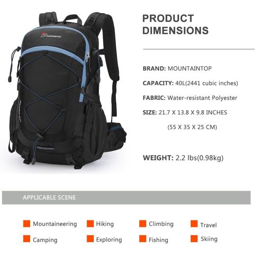 MOUNTAINTOP 25L/40L Hiking Backpack,Lightweight Travel Backpack for Men Women Outdoor Backpacking, Camping