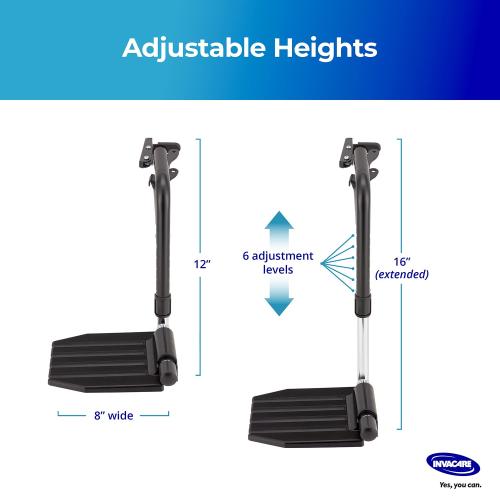 Invacare Wheelchair Legrest with Swing-Away Design, Adjustable Footrest Length and Flip-Up Composite Footplate, Easy-to-Install, Designed for Invacare Wheelchair