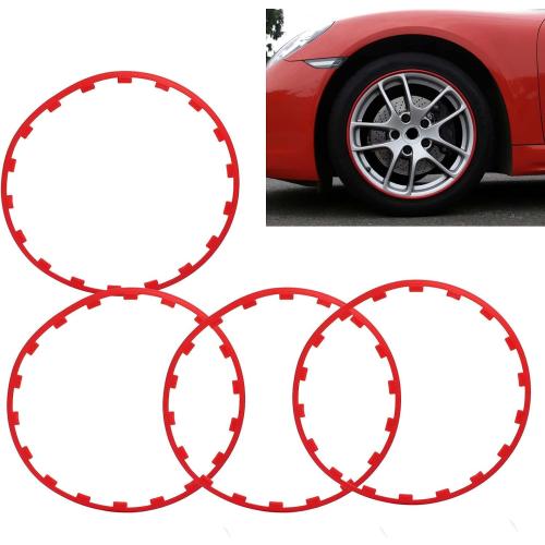 4PCS Wheel Rim Ring Red Wheel Trim Protector Ring Replacement for Tesla 2017 to 2023, Used for 18inch Wheels, Effective , Easy to Install
