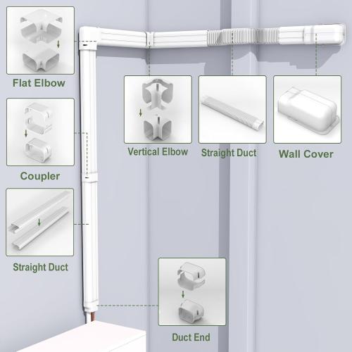 4 19.5Ft Mini Split Line Set Cover, Line Cover Kit for Mini Split and Central Air Conditioner
