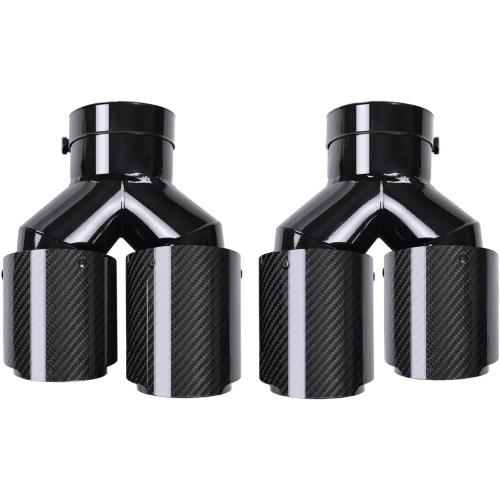 1-Pack Carbon Fiber Dual Exhaust Tips 2.5 Inlet to 3.5 Outlet, Universal Tailpipe 2.5 Inch Exhaust Muffler Tips (Gloss)