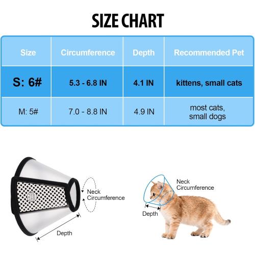 Depets Adjustable Recovery Pet Cone E-Collar for Cats Kittens Rabbits, Plastic Elizabeth Protective Collar Wound Healing Practical Neck Cover, Neck Girth 6.1 in
