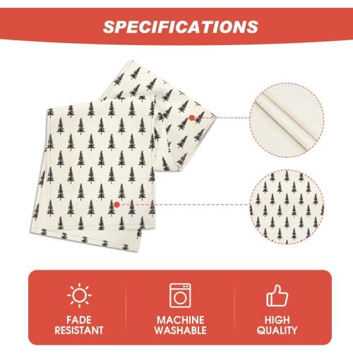 Artoid Mode Beige Xmas Tree Christmas Table Runner, Seasonal Winter Kitchen Dining Table Decoration for Home Party Decor 13x90 Inch