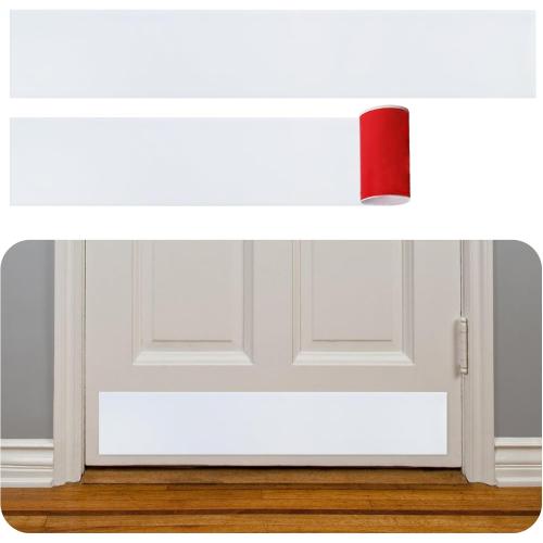 Rubber Bond Kick Plates (2 Pack) 6 x 33 - Effortless Peel & Stick - Prevents Dents & Scratches - Self-Adhesive & Universal Fit (White)