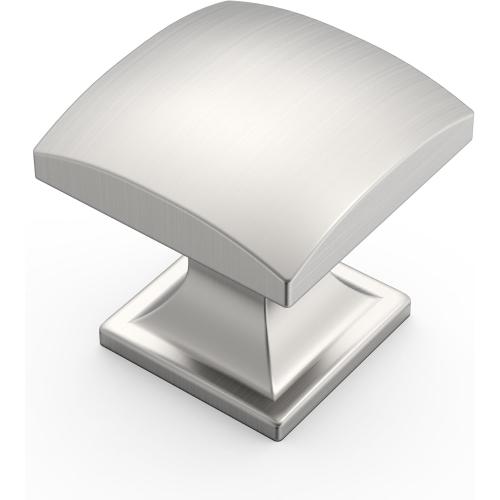 Amerdeco 10 Pack 1-1/3 Inch Brushed Satin Nickel Cabinet Knobs and Pulls - Single Hole Round Drawer Knobs for Bathroom Cabinets K0014