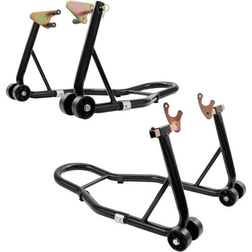 vevor Motorcycle Stand Lift 850lbs Front Rear Combo Stand Lift Stand Front Wheel Fork Stand Rear U L Fork Swingarm Spool Stand Compatible with Most Yamaha Honda Kawasaki Suzuki Motorcycles Black
