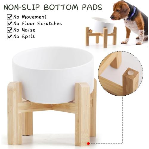 Petygooing White Raised/Elevated 15°Slanted Ceramic Dog Bowl for Small Breeds,Tilted Anti Slip Pet Feeding Bowl,Food Water Dish with Stand for Cats and Small Dogs Puppy 13.5 OZ (5.1In / 1.7 Cups)
