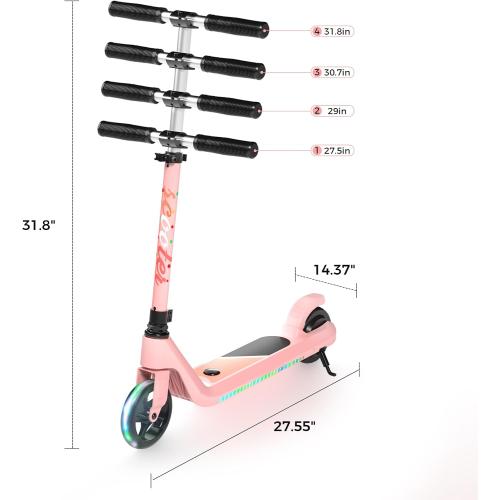 LINGTENG Electric Scooter for Kids Age 6-10, Kick-Start Boost Scooter with Adjustable Speed and Height, Flash Wheel & Deck Lights