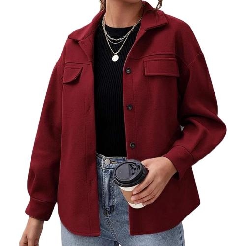 Size L..Womens Shirt Jacket Long Sleeve Lapel Corduroy Shirt Casual Button Down Flannel Fall Coat Blouse Tops with Pocket