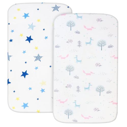 Muslin Bassinet Sheets 20''x33'' Fit for Baby Delight, Mika Micky, Koolerthings (3 in 1), Maxi COSI, Angelbliss and Other Rectangle Bassinet Mattress, Ultra Soft and Breathable, 2 Pack