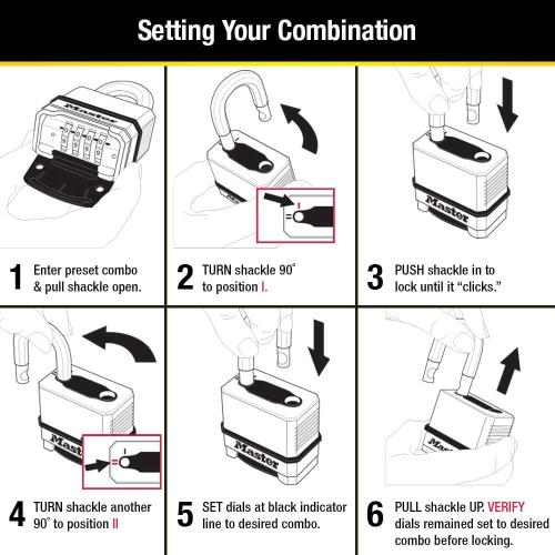 Master Lock Silver Outdoor Combination Lock, Heavy Duty Weather Resistant Padlock with Resettable Code and Cut Resistant Boron Carbide Shackle for Outdoor Use, M176XDLH