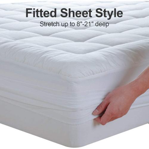White Twin Size EASELAND Twin Size Mattress Pad Pillow Top Mattress Cover Quilted Fitted Cooling Protector Single Cotton Top 8-21 Deep Pocket (39x75 Inches, White)